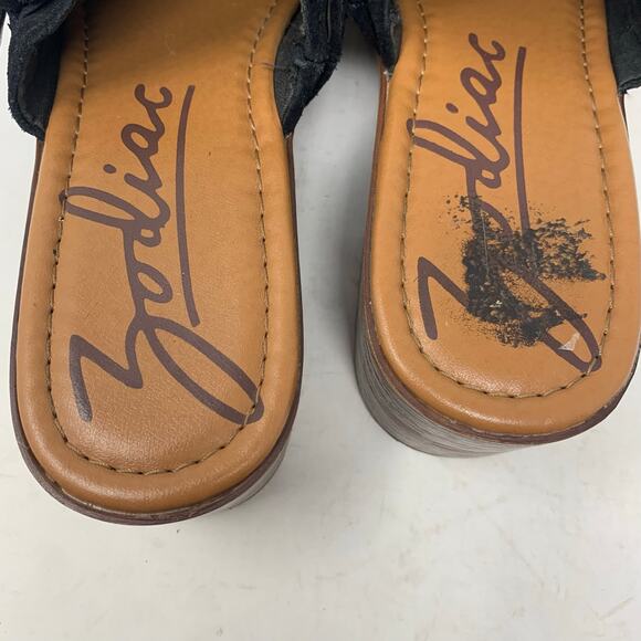 Zodiac Raine Black Suede Leather Moc Toe Platform Chunky Mules Clogs Size 10 Y2K - Picture 7 of 10